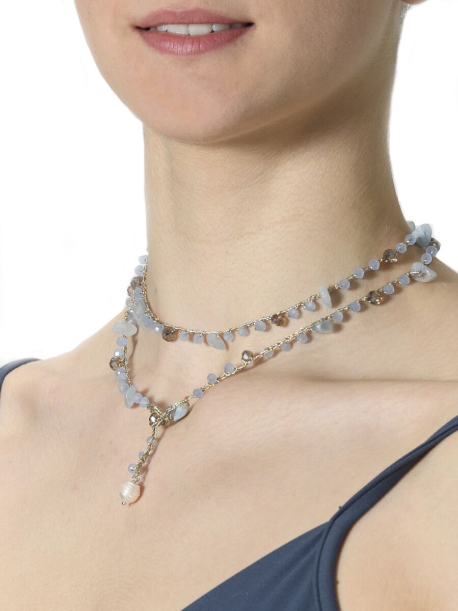 Long Necklace - Light blue