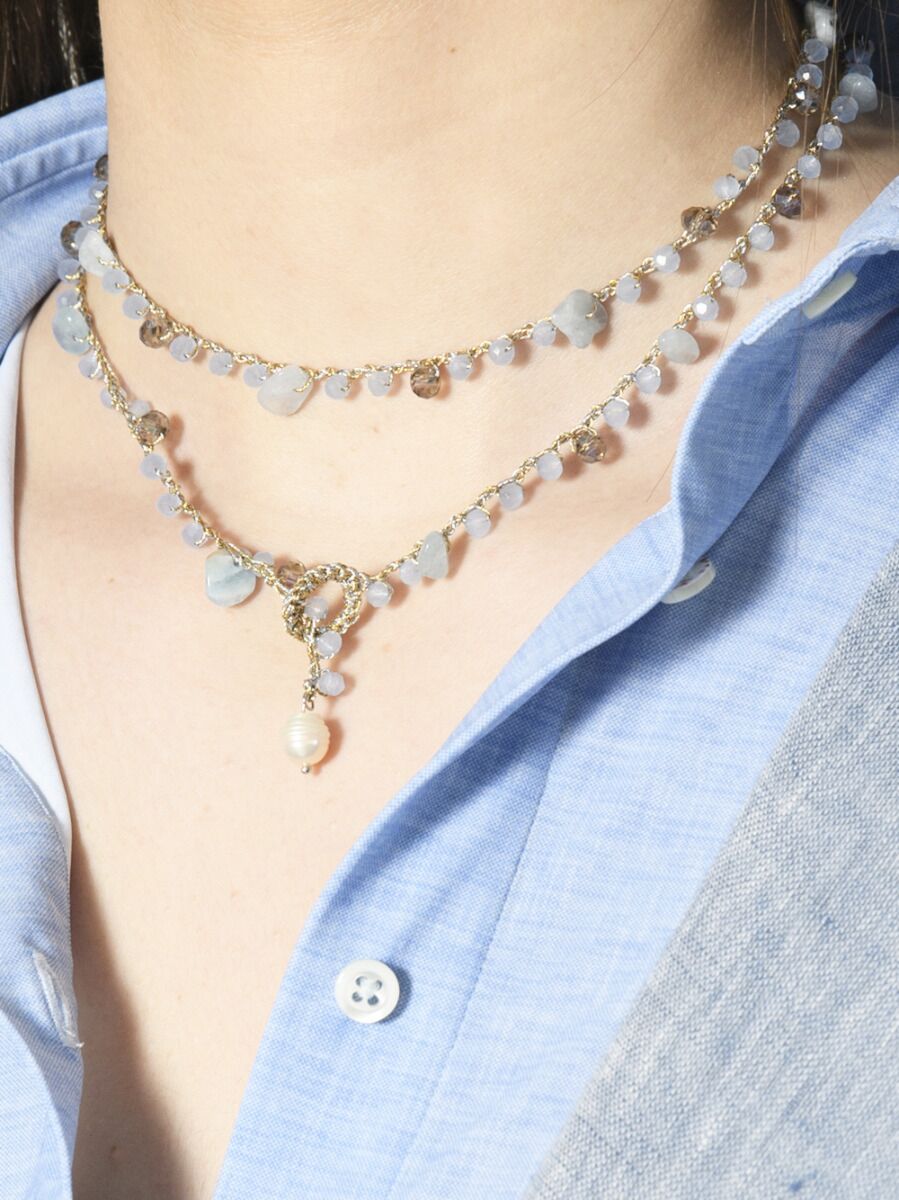 Long Necklace - Light blue