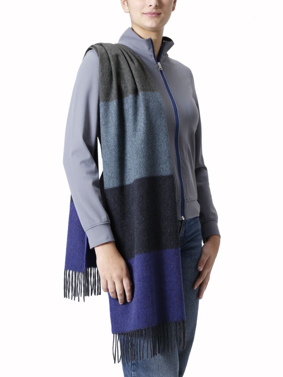 Cashmere Grey Cornflower Blue Scarf